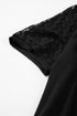 Contrast Lace Raglan Sleeve Pleated Detail Shift Dress